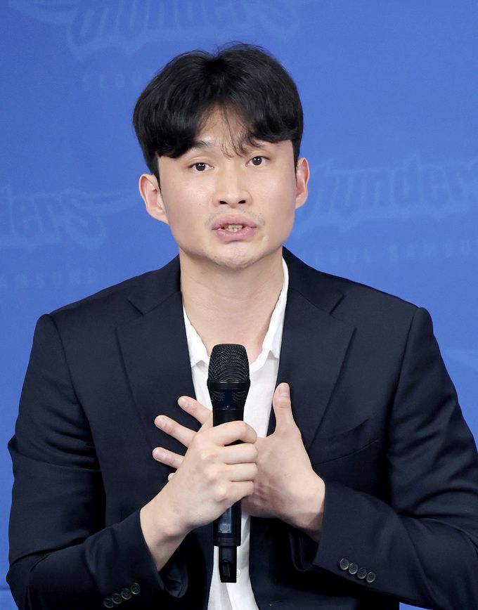 삼성 이대성이 취재진의 질문에 답하고 있다. 사진=뉴시스