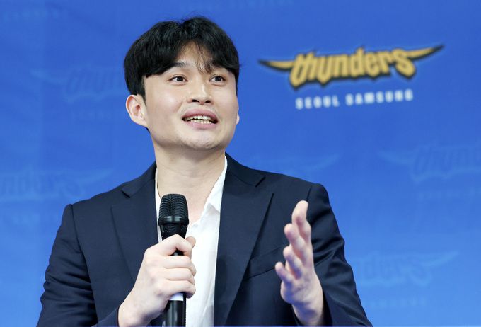 삼성 이대성이 취재진의 질문에 답하고 있다. 사진=뉴시스