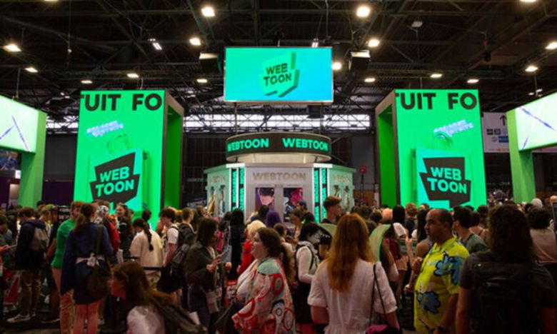 2023년 7월 프랑스 파리에서 열린 어메이징 페스티벌에 마련된 네이버웹툰 부스. 네이버웹툰 제공
