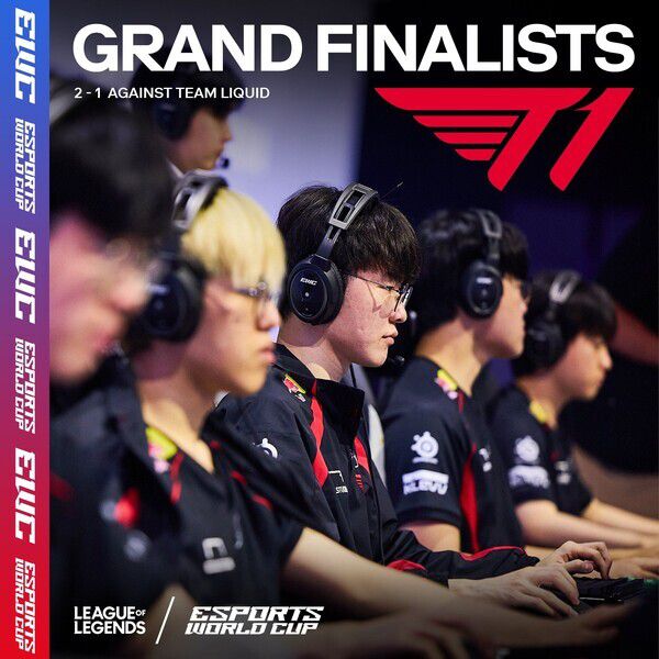 T1이 ‘e스포츠 월드컵(EWC) 2024’ 결승전에 오른 가운데 한국시간으로 8일 오전 1시 중국의 TES와 마지막 승부를 펼친다. EWC 공식 SNS