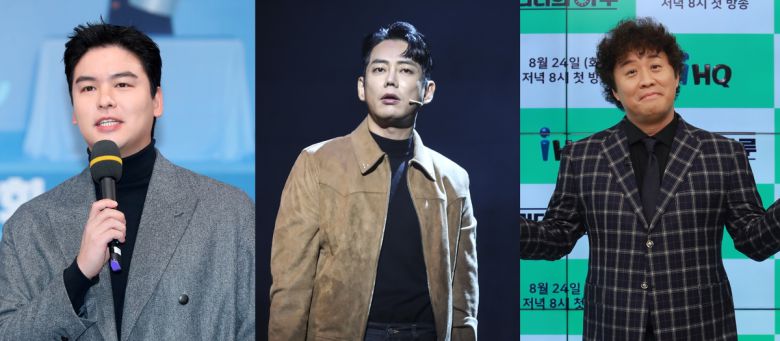 (왼쪽부터)배우 이장우, 가수 테이, 방송인 정준하. 뉴시스