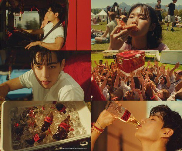 코카콜라가 방탄소년단(BTS) 멤버 뷔와 함께한 새로운 광고를 공개했다.  사진 = 코카-콜라