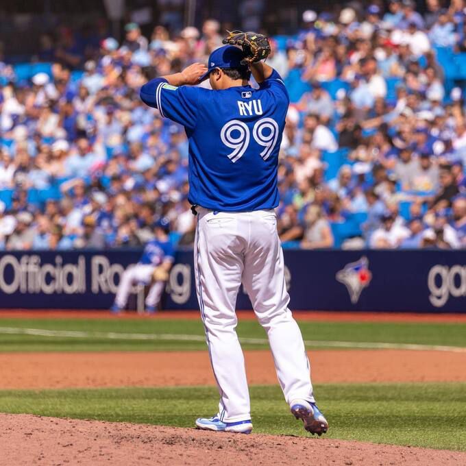 류현진이 마운드에서 숨을 고르고 있다. 사진=토론토 블루제이스 공식 SNS