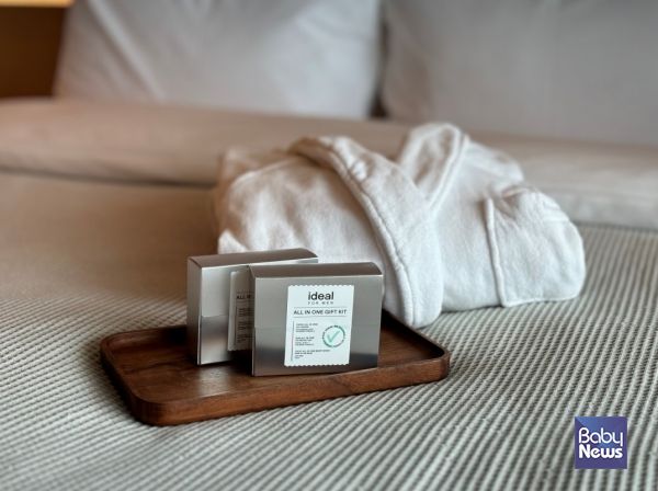 브리드호텔 양양 객실 내 비치된 남성 뷰티 브랜드 '아이디얼 포 맨' 어메니티. ⓒ한화호텔앤드리조트