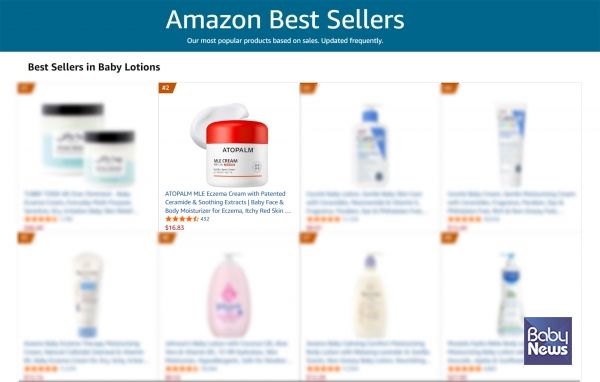아마존 BFCM 기간 베이비 로션 카테고리 2위를 기록한 아토팜 ‘MLE 크림’. ⓒ네오팜