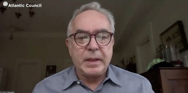 커트 캠벨 미국 백악관 국가안보회의(NSC) 인도·태평양 조정관이 지난해 12월 2일(현지시간) 미 싱크탱크 애틀랜틱카운슬과 한국국제교류재단(KF) 공동 주최의 화상 세미나에서 기조연설을 하고 있다./사진=화상 세미나 캡처