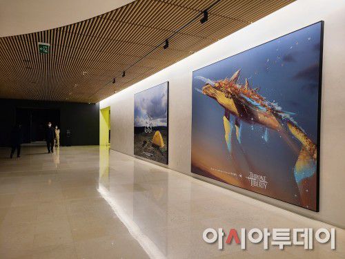 서울 용산구 리움미술관에서 열리고 있는 마우리치오 카텔란(Maurizio Cattelan) 기획전 'WE'에 게재된 ‘THRONE AND LIBERTY(쓰론 앤 리버티) 원화.