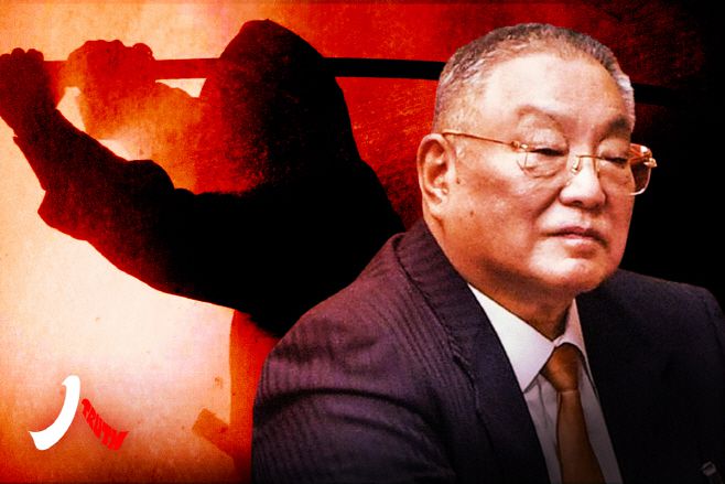 덩샤오핑의 큰 아들 덩푸팡 중국장애인연합회 전 명예주석. 합성 사진에서 보듯 시진핑 주석의 칼을 맞았다./홍콩 싱다오르바오.