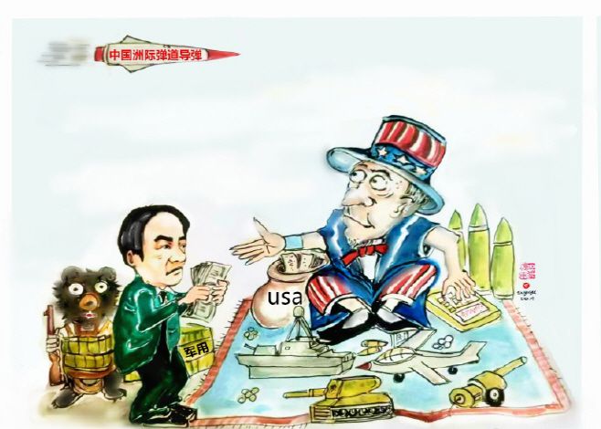 도널드 트럼프 미국 대통령이 대만과의 관계를 경제 논리로만 생각한다는 현실을 말해주는 중국의 한 매체의 만평. 미국은 더구나 만평에서처럼 대만에 대한 무기 판매에 적극 나서면서도 관세 폭탄도 함께 날렸다. 대만 입장에서는 예상치 못한 공격에 직면했다고 할 수 있다. 중국의 무력 압박까지 더할 경우 대만은 완전 샌드위치 신세가 되고 있다고 해야 할 것 같다./환추스바오(環球時報).