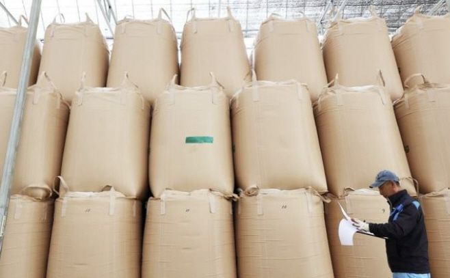 지난 2023년 3월 23일 경기도 화성시 비봉면 수라청연합농협 미곡종합처리장(RPC)에서 관계자가 지난해 수매한 벼를 살펴보고 있다./연합