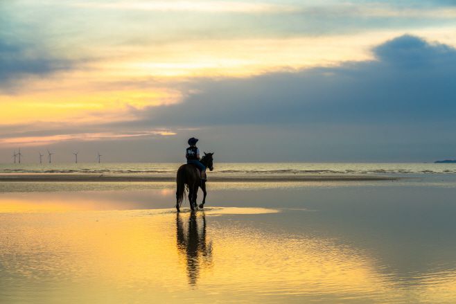 고창 휘게팜 해변 승마 체험. / 한국관광공사 제공