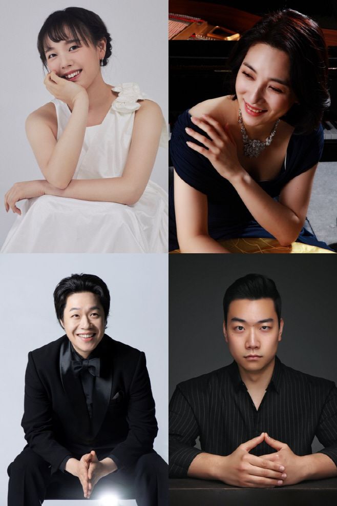 (왼쪽 위부터 시계방향으로) 소프라노 이해원, 메조소프라노 김선정, 베이스 정인호, 테너 이명현. 2025년 6월 20일 롯데콘서트홀에서 열리는 '영웅들을 추모하며' 무대에 함께 오를 네 명의 성악가들은, 각기 다른 개성과 깊은 해석을 통해 모차르트의 레퀴엠에 생명을 불어넣을 예정이다. / 사진 심포니 송