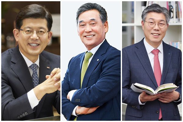 왼쪽부터 빈대인 BNK금융지주 회장, 김기홍 JB금융지주 회장, 황병우 iM금융지주 회장. /각 사