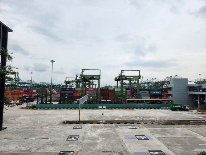 싱가포르 터미널 운영사 PSA의 파시르 판장 터미널 전경. /김한슬 기자