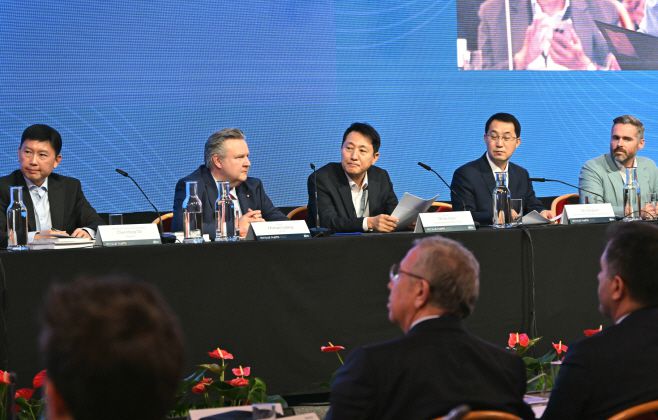 3일(현지시간) 오스트리아 빈 시청사에서 열린 '세계도시정상회의 시장포럼'에 참석한 오세훈 서울시장./서울시