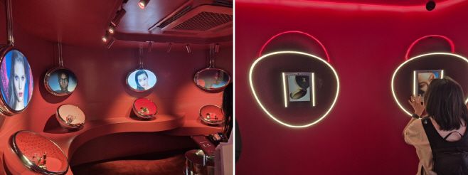 1층 키 룩 체험 공간(사진 왼쪽)과 버추얼 테스트 공간./이창연 기자