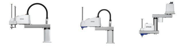 한국엡손이 다양한 산업군의 자동화 수요 확대에 대응할 수 있는 스카라 로봇 라인업 3종을 출시했다. 사진은 LS50-C(왼쪽부터), LS20-C, RS6-C./한국엡손