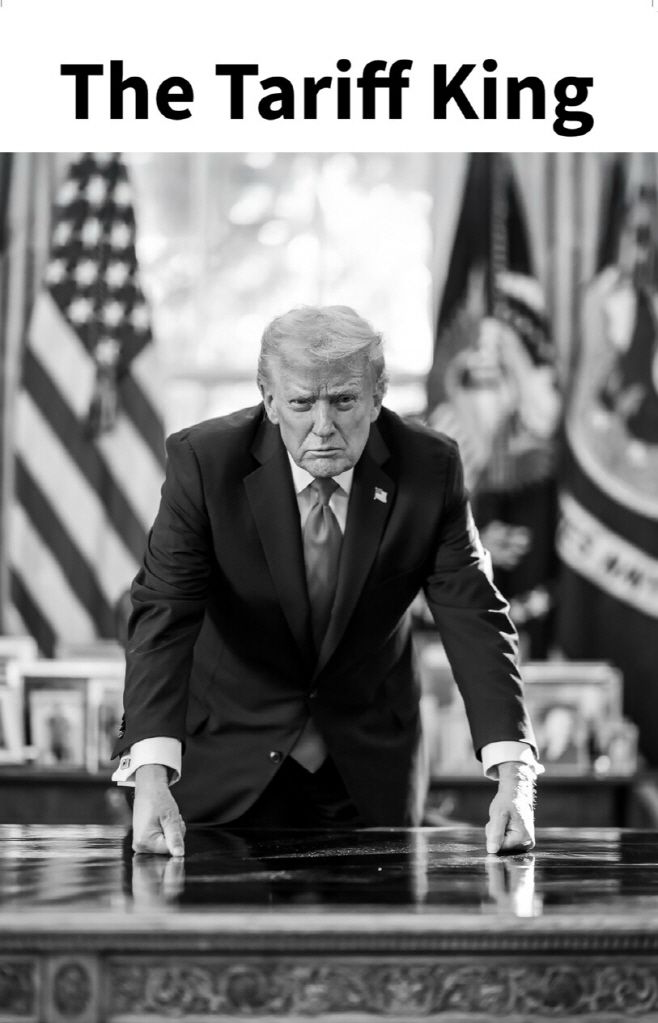 도널드 트럼프 미국 대통령이 16일(현지시간) 트루스소셜에 올린 백악관 집무실 사진으로 '관세 왕'이 적혀 있다./트럼프 대통령 트루스소셜