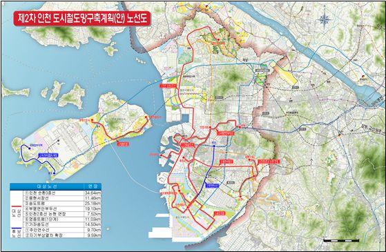 제2차 인천 도시철도망 구축계획도/인천시