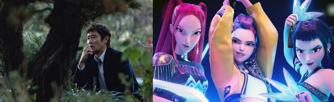 박찬욱 감독의 '어쩔수가없다'(왼쪽 사진)와 넷플릭스 애니메이션 '케이팝 데몬 헌터스'의 제98회 아카데미 노미네이트 여부도 관심거리다./제공=CJ ENM·넷플릭스