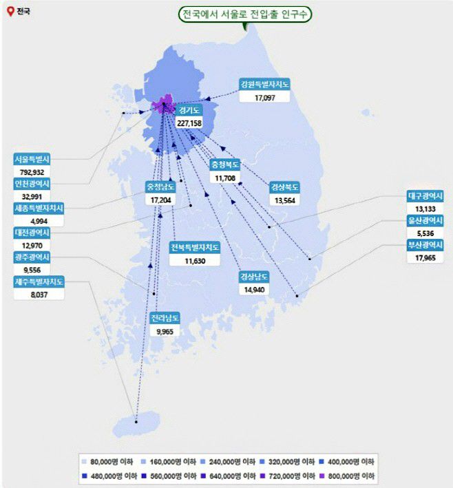 인구이동 시각화 서비스 화면(오는 6월 공개 예정) /서울시