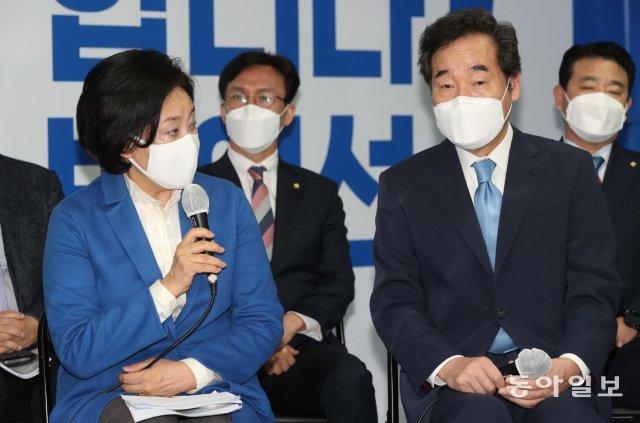 더불어민주당 박영선 서울시장 후보자가 8일 서울 종로구 박 후보 캠프에서 열린 제1차 중앙선대위 회의에서 모두발언을 하고 있다. 사진공동취재단/안철민 기자 acm08@donga.com