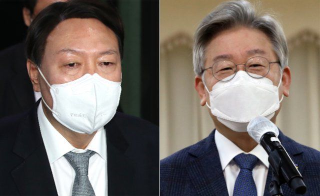 윤석열 전 검찰총장(왼쪽)과 이재명 경기지사. 뉴스1