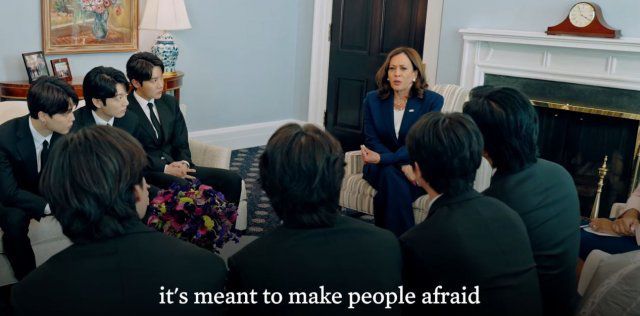 지난달 31일(현지시간) 미국 백악관을 방문한 그룹 방탄소년단(BTS)은 카멀라 해리스 미국 부통령과 만나 아시아계 증오범죄 해소 방안 등을 이야기했다. 백악관 유튜브 채널 영상 캡처