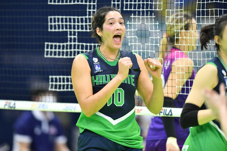 현대건설 야스민이 공격에 성공한 뒤 포효하고 있다. KOVO 제공