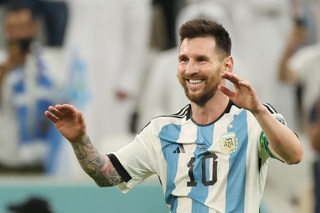 26일(현지시간) 카타르 루사일 스타디움에서 열린 2022 카타르 월드컵 조별리그 C조 2차전 아르헨티나와 멕시코의 경기, 2대 0으로 경기가 종료되자 메시가 기뻐하고 있다. 2022.11.27. 루사일(카타르)=뉴시스