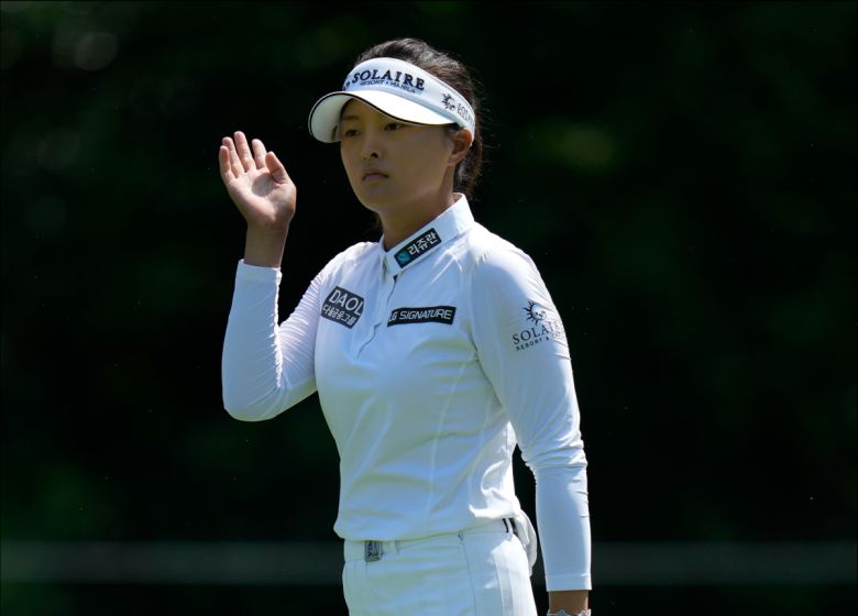 바이오기업 파마리서치의 제품 브랜드인 리쥬란의 서브 후원을 받는 고진영. 스프링필드=AP 뉴시스