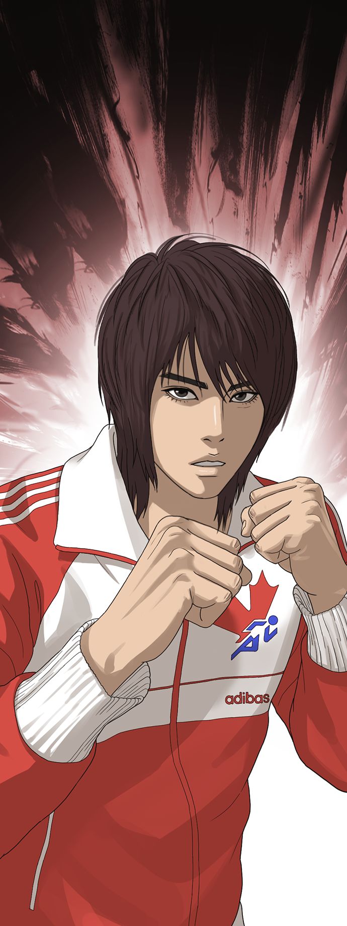 빨간색 아디다스 저지를 입은 아빠 시후. 박태준만화회사 제공.