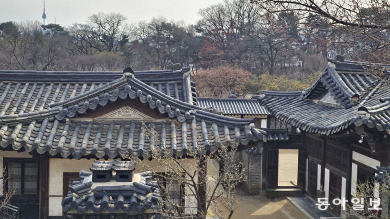 뒤뜰에서 내려다보는 낙선재. 멀리 남산타워도 보인다. 김선미 기자