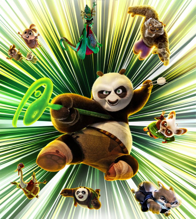 애니메이션 ‘쿵푸팬더4’에 등장하는 캐릭터들. 주인공 포를 비롯해 여우 젠과 악당 카멜레온이 새롭게 나온다. 유니버설픽쳐스 제공