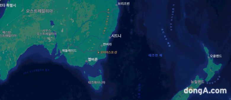 호주와 뉴질랜드 사이에 있는 타스만해협