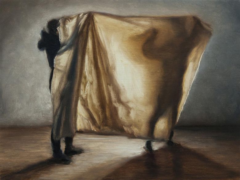 데이비드 오케인의 ‘무제 (그림자)’(2024년). 나무 패널에 유화, 30×40cm. 갤러리바톤 제공