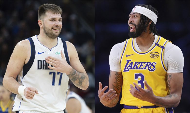 초대형 트레이드를 통해 시즌 도중 유니폼을 바꿔 입게 된 미국프로농구(NBA) 스타 루카 돈치치(왼쪽)와 앤서니 데이비스. AP=뉴시스