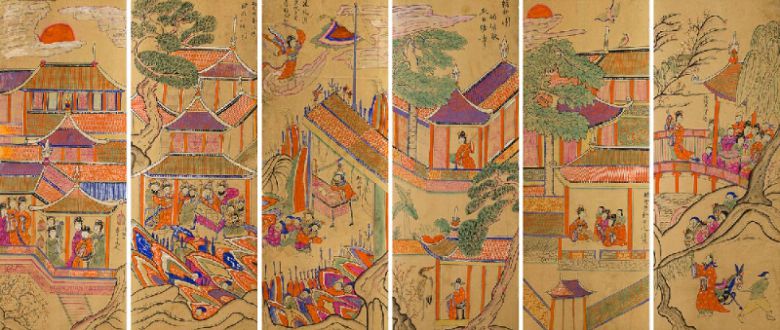 구운몽도6폭병풍, 20세기 전반, 종이에 채색, 호림박물관