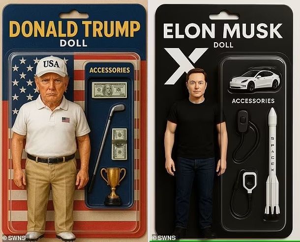 챗GPT를 통해 생성한 ‘바비코어’ 스타일의 도널드 트럼프 미국 대통령과  테슬라 CEO 일론머스크 이미지. 사진=데일리메일