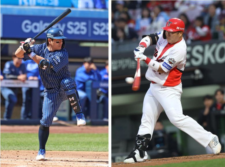삼성 강민호(왼쪽), KIA 최형우. 각 구단 제공