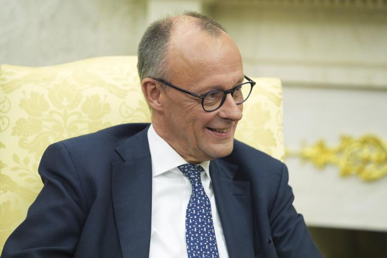 5일 백악관 기자회견에서 메르츠 총리. 워싱턴=AP 뉴시스