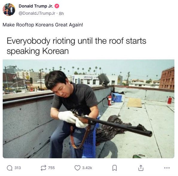 도널드 트럼프 주니어 트루스소셜 캡처