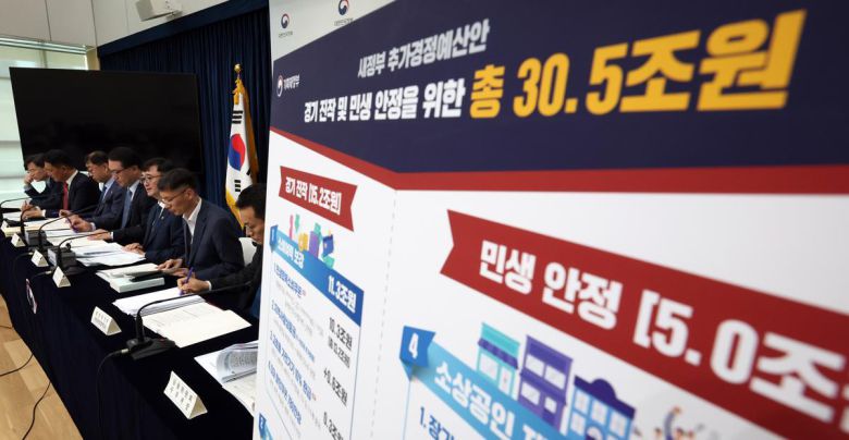 임기근 기획재정부 2차관이 지난 18일 세종시 정부세종청사에서 총 30.5조원 규모로 편성된 새정부 추가경정예산안을 발표하고 있다. 2025.06.19.뉴시스