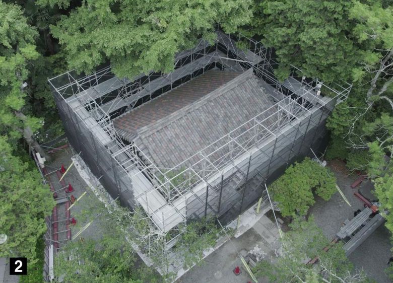 1920년대 이후 일본 가마쿠라의 사찰로 옮겨져 기도처(❶)로 사용됐던 ‘관월당’은 지난해 6월부터 해체 작업(❷)을 거친 뒤 국내로 옮겨졌다. 국가유산청 제공