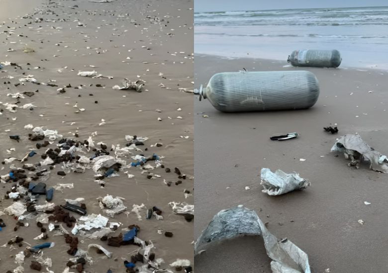 스페이스X 로켓 발사 이후 멕시코 바그다드 해변에 파편이 쏟아지며, 멸종위기 바다거북의 서식지가 훼손됐다. 환경단체는 500m 구간에서만 1톤 넘는 잔해를 수거했고, 최소 300마리의 새끼 거북이 폐사한 것으로 추정했다. (사진=Conibio Global A.C. 캡처)