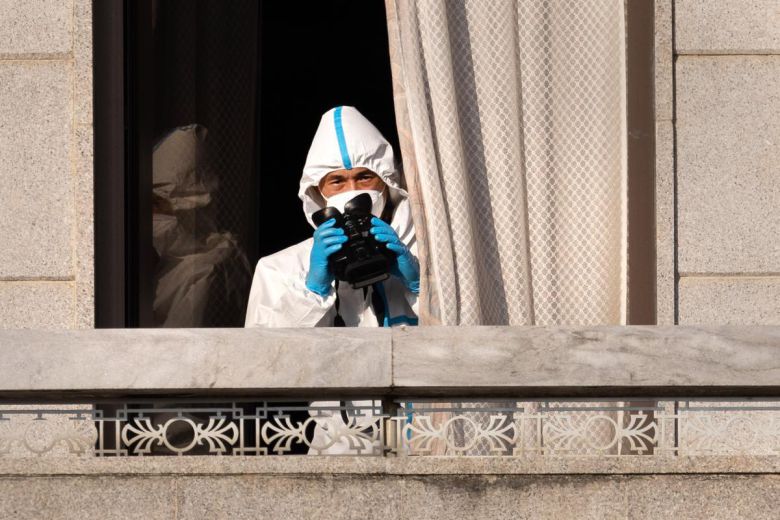 코로나 시절 판문각의 북한 병사. 조성준 기자 제공