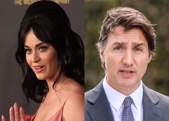 케이티 페리(왼쪽), 쥐스탱 트뤼도 전 캐나다 총리. AFP=뉴스1