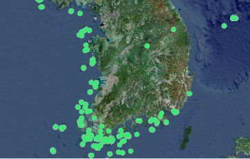 보리밥 나무가 분포한 지역 (국립생물자원관)