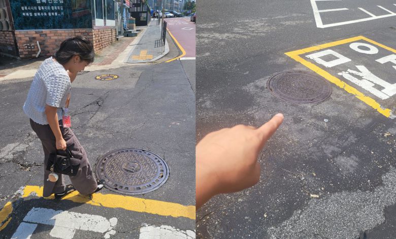 사고 장소 인근 119 구조대가 투입된 맨홀. 박태근 기자 ptk@donga.com 김수연 기자 xunnio410@donga.com