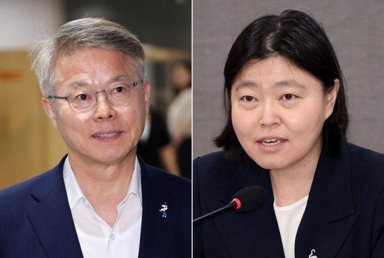 (왼쪽부터)민형배 검찰정상화특위 위원장, 임은정 서울동부지검장. 뉴시스